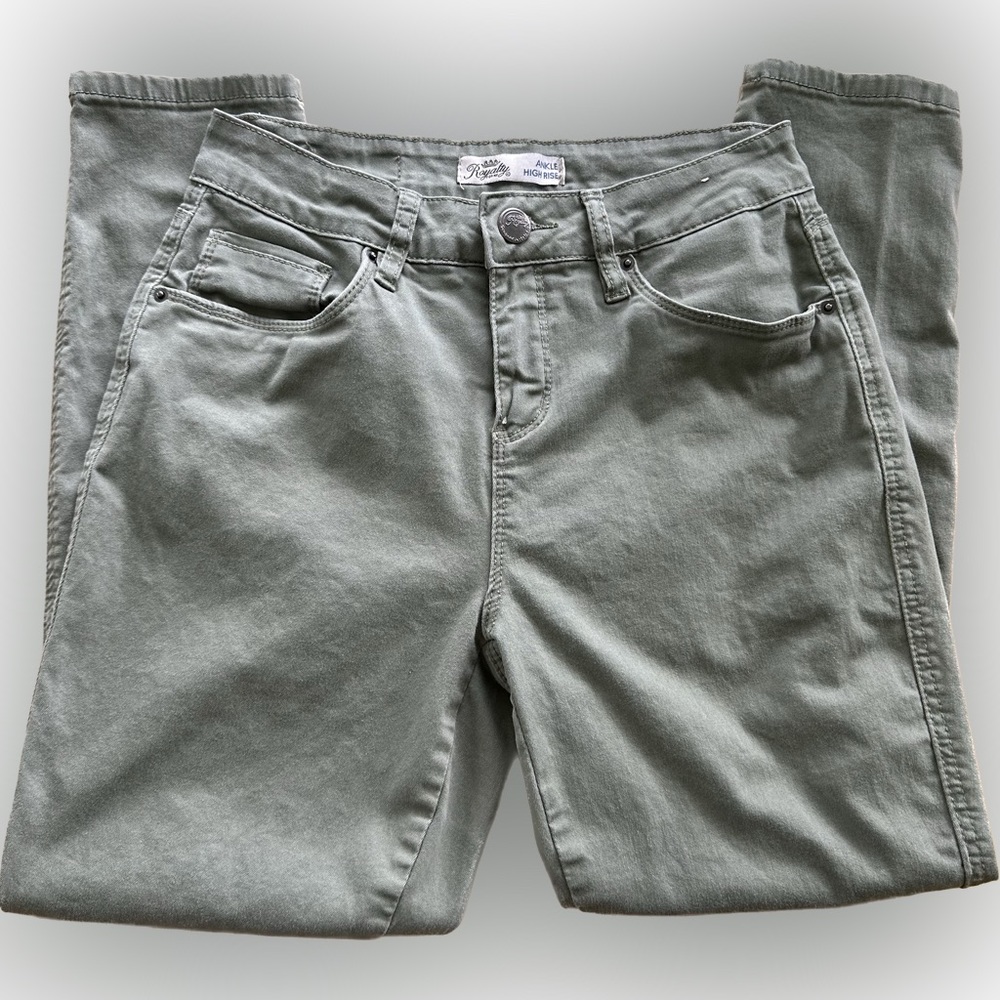 Royalty For Me High Rise Ankle Stretch Skinny Pants Olive Green Khaki Size 6